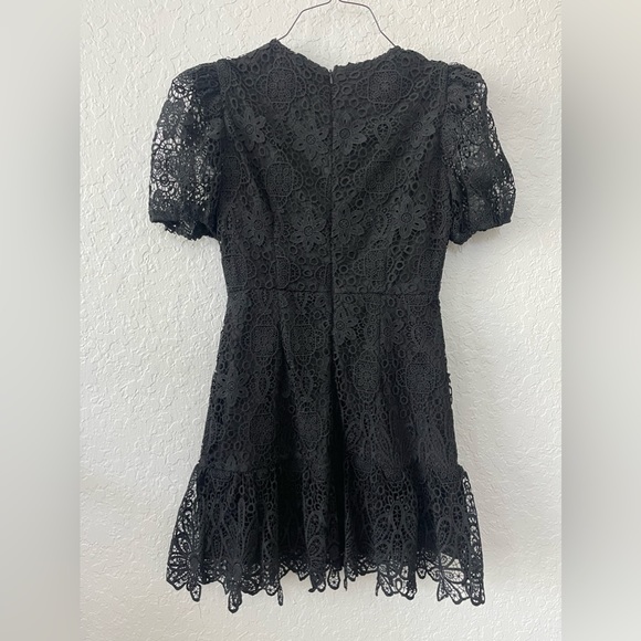 Aqua Lace Puff Sleeve Dress - M - Picture 6 of 8